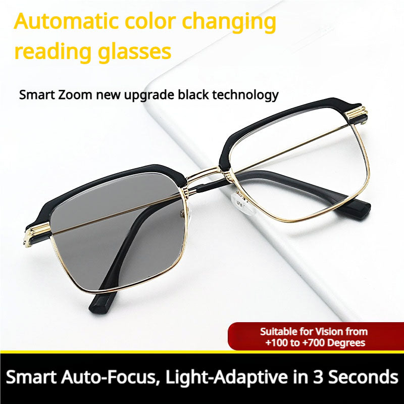 Ultra-lightweight titanium semi-rimless reading glasses — protects your eyes from blue light