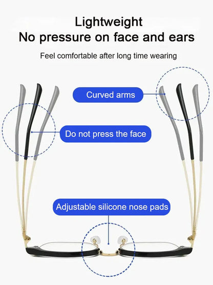 👓✨Ultra-Lightweight Titanium Semi-Rimless Automatic Focus Reading Glasses—Effectively blocks blue light to protect your eye health.