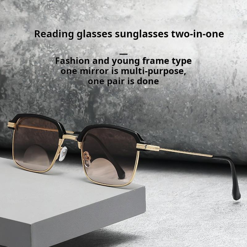 👓✨Ultra-Lightweight Titanium Semi-Rimless Automatic Focus Reading Glasses—Effectively blocks blue light to protect your eye health.