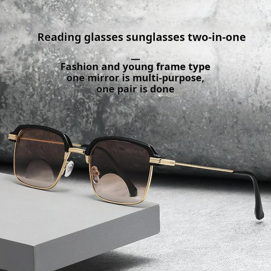 👓✨Ultra-Lightweight Titanium Semi-Rimless Automatic Focus Reading Glasses—Effectively blocks blue light to protect your eye health.