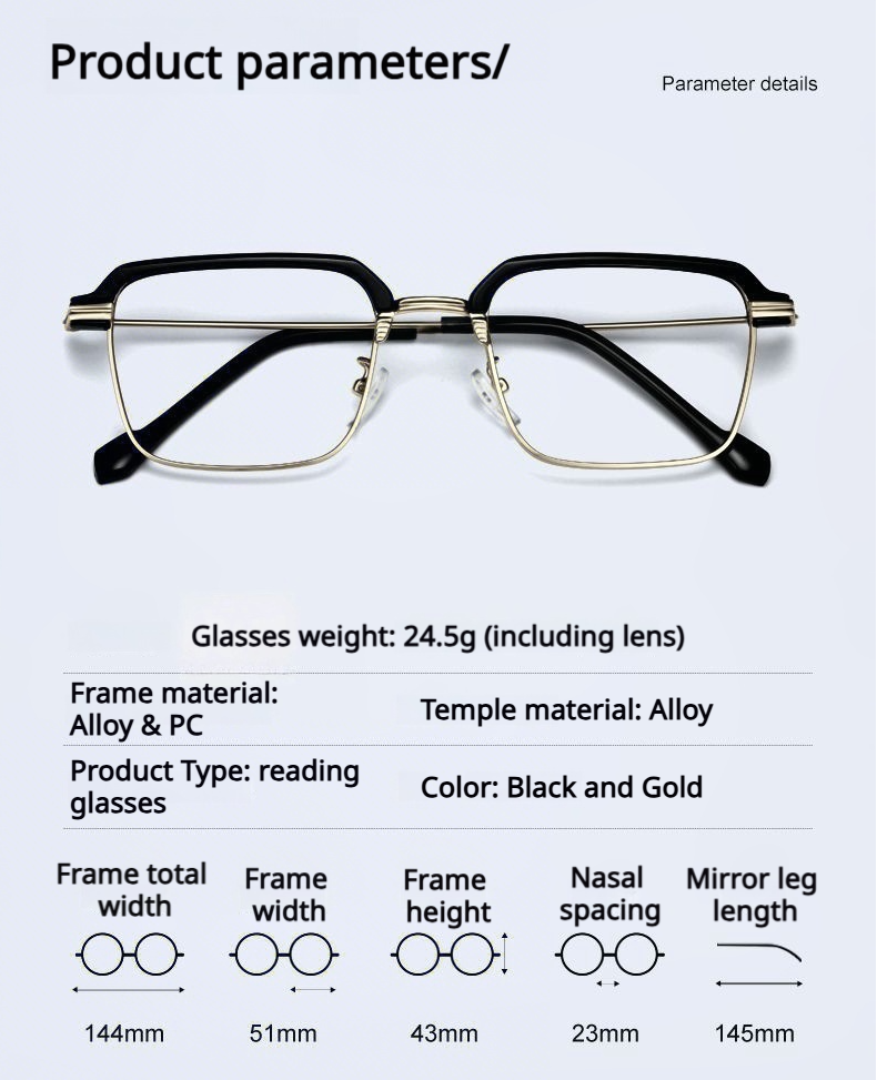 👓✨Ultra-Lightweight Titanium Semi-Rimless Automatic Focus Reading Glasses—Effectively blocks blue light to protect your eye health.