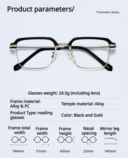 👓✨Ultra-Lightweight Titanium Semi-Rimless Automatic Focus Reading Glasses—Effectively blocks blue light to protect your eye health.