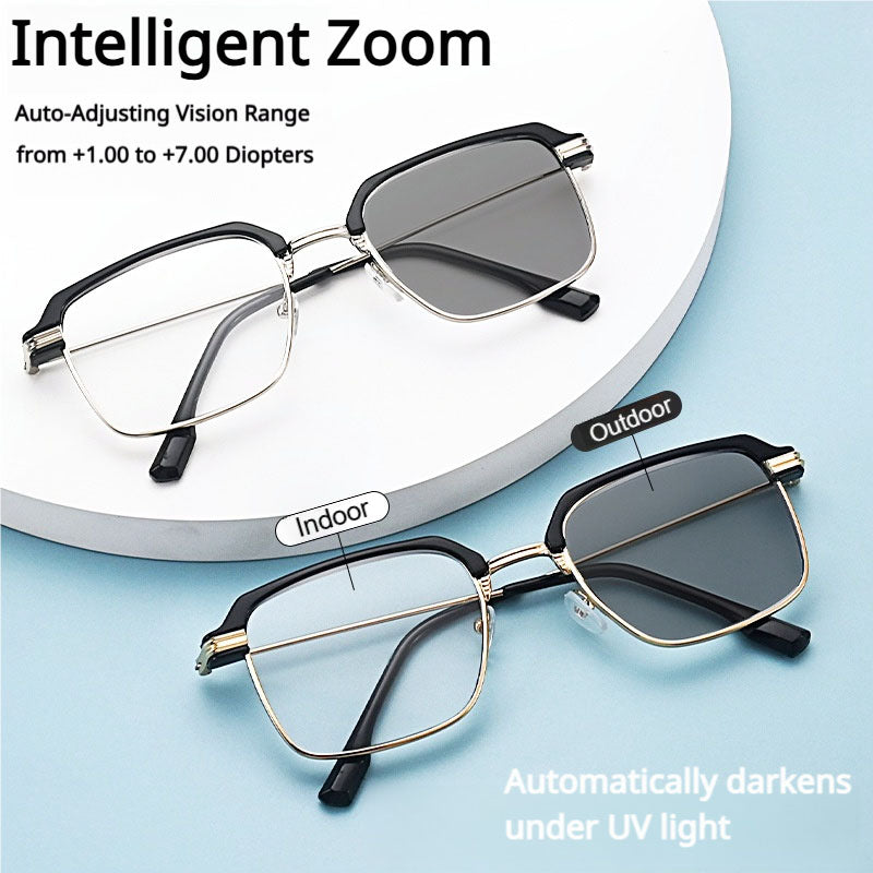 Ultra-lightweight titanium semi-rimless reading glasses — protects your eyes from blue light