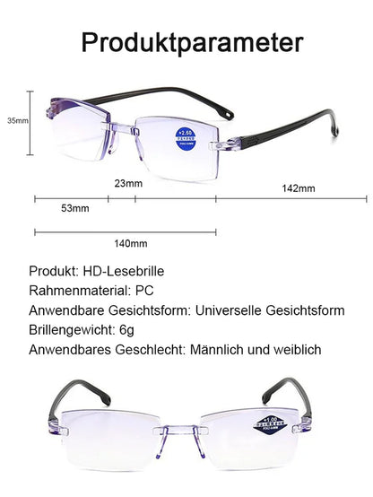 👓✨Super Diamond-Cut Frameless Auto-Focus Reading Glasses—Adapt to Near and Far Vision, Transforms into Sunglasses in 3 Seconds Outdoors!